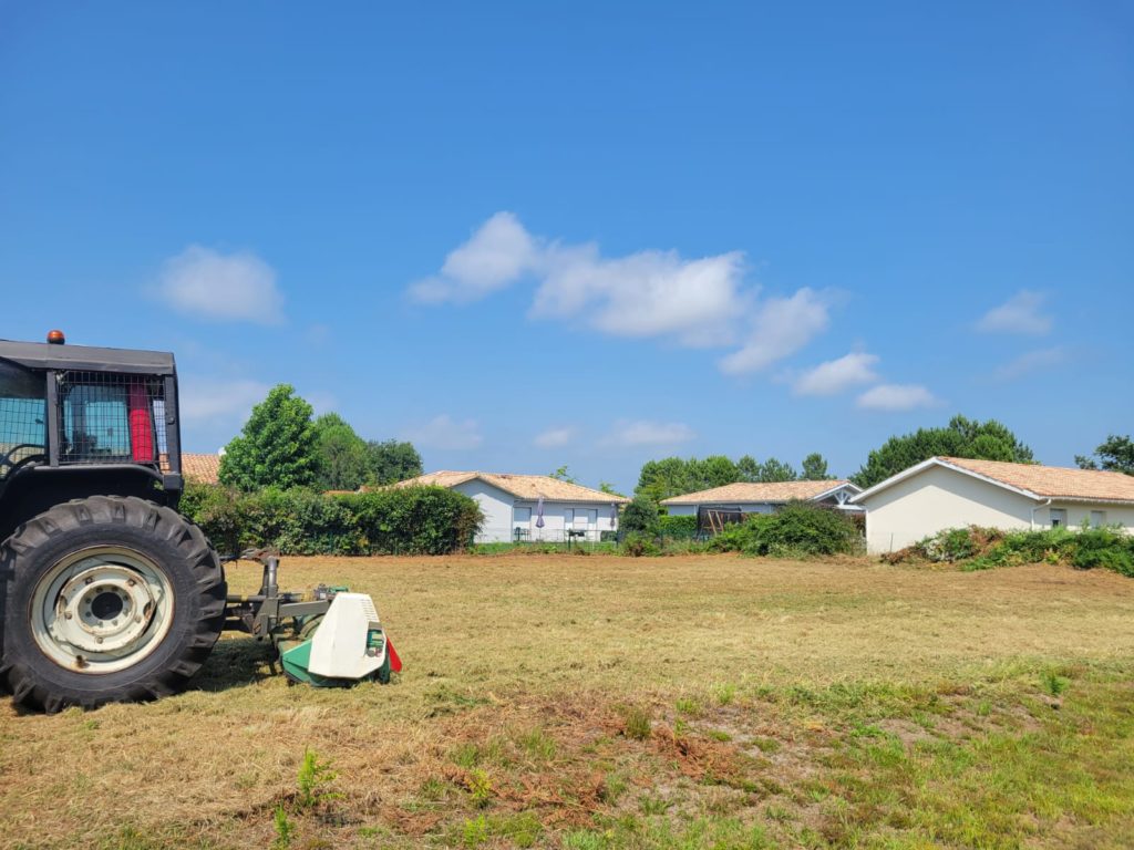 Nico bois et forêt, en plein nettoyage de terrain pour un particulier dans les Landes.