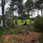 Nicolas Bergé, entrepreneur de travaux forestiers, en train de nettoyer un espace vert dans les Landes.